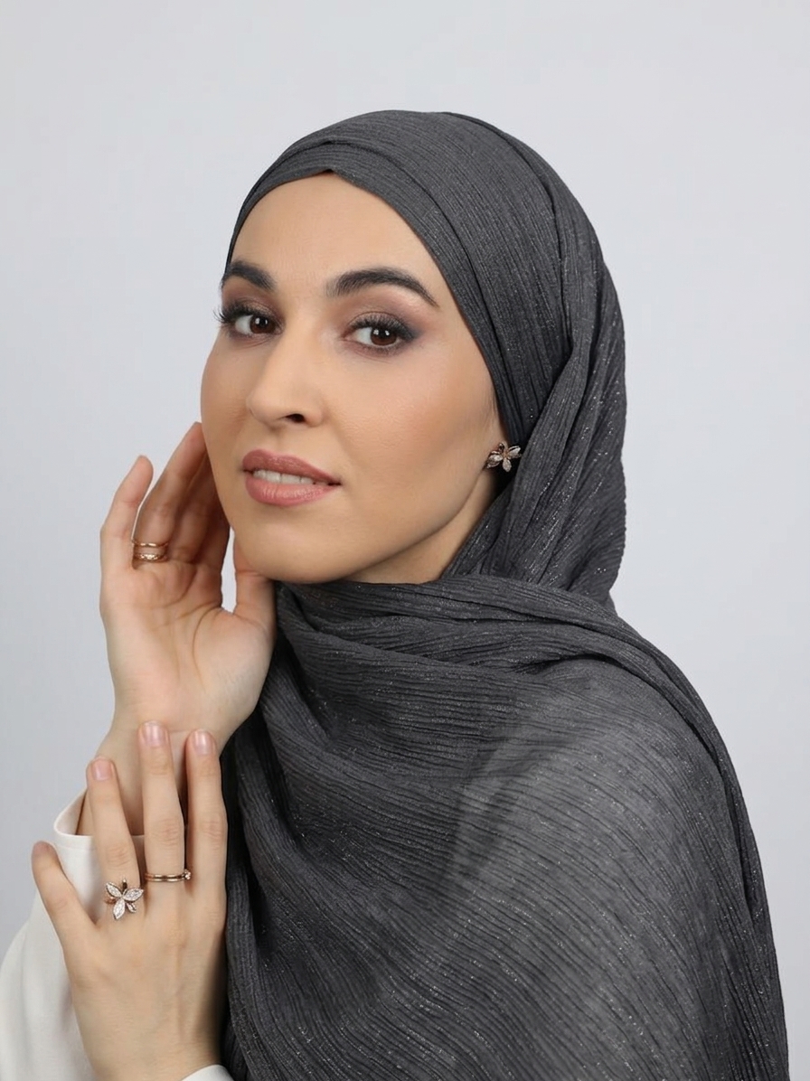 Палантин с шиммером (темно-серый)